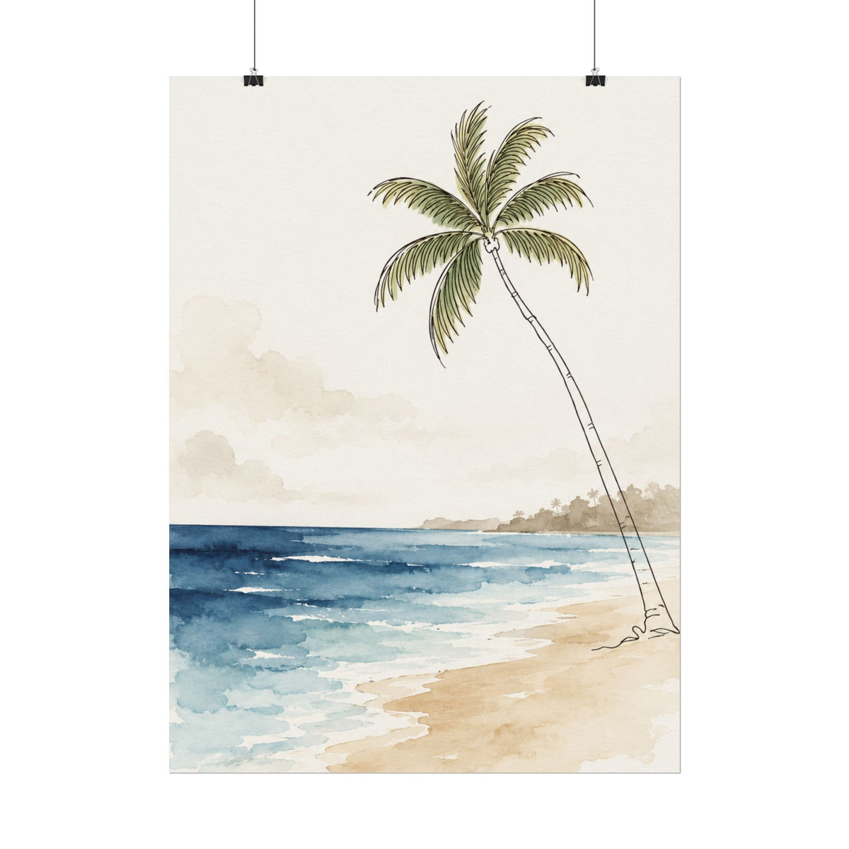 Coastal Beach Wall Art – Neutral Tropical Palm Tree Print