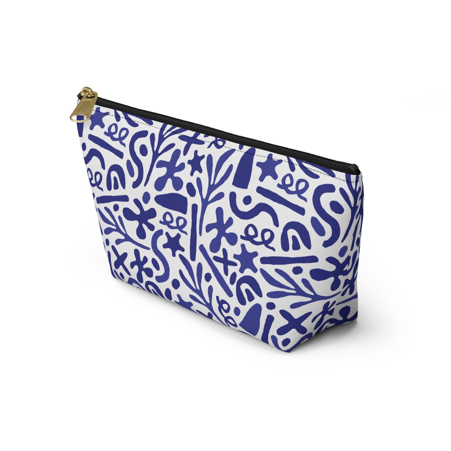 Blue Doodle Cosmetic Pouch | Zipper Makeup Bag