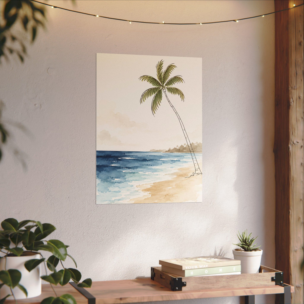 Coastal Beach Wall Art – Neutral Tropical Palm Tree Print