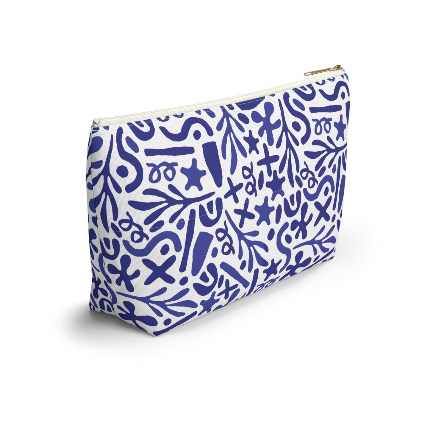 Blue Doodle Cosmetic Pouch | Zipper Makeup Bag