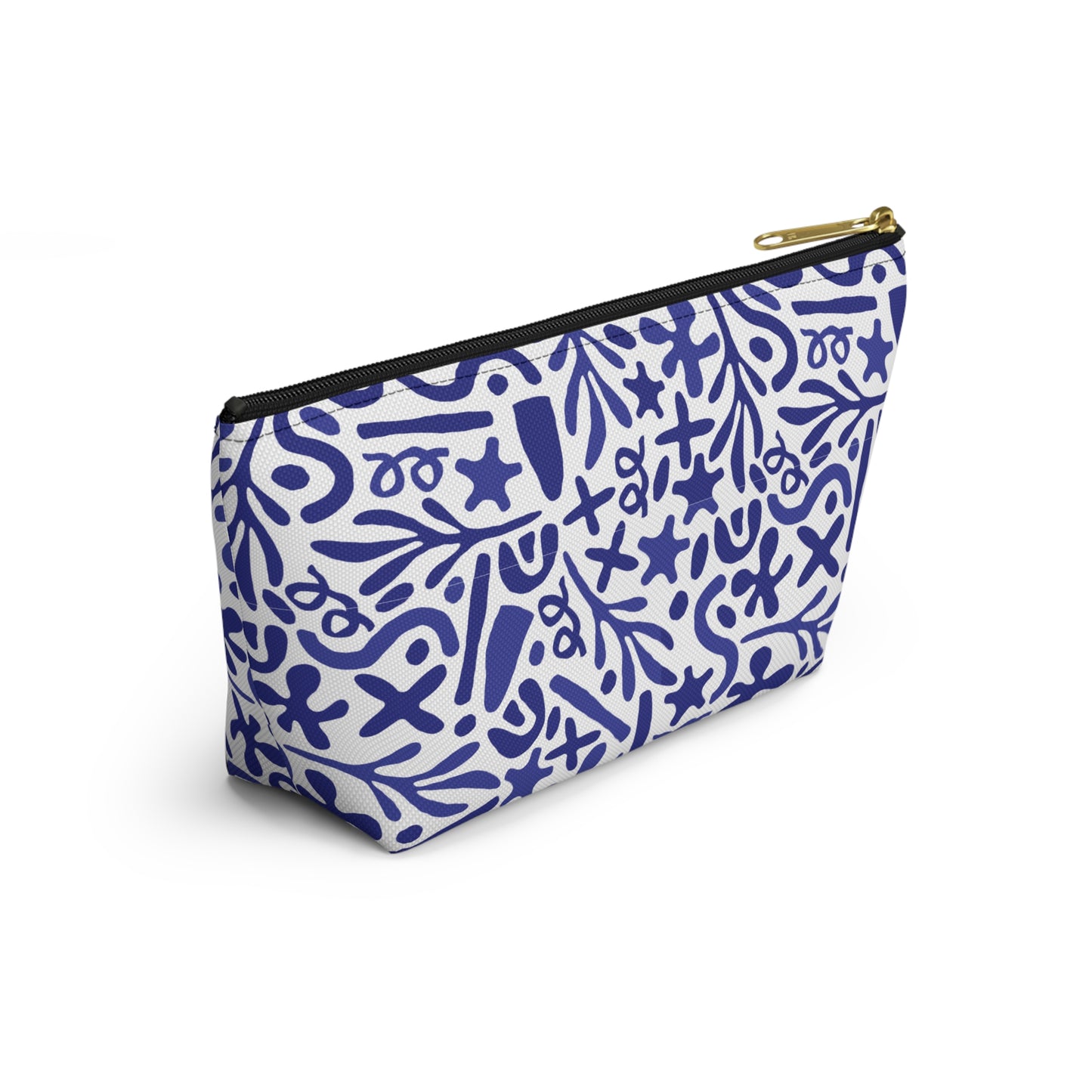 Blue Doodle Cosmetic Pouch | Zipper Makeup Bag