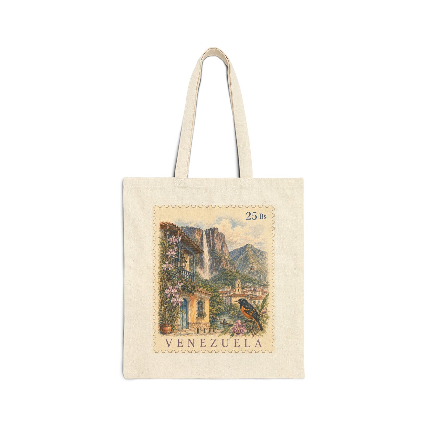 Venezuela Vintage Postage Stamp Canvas Tote Bag | Eco-Friendly Reusable Shopping Bag