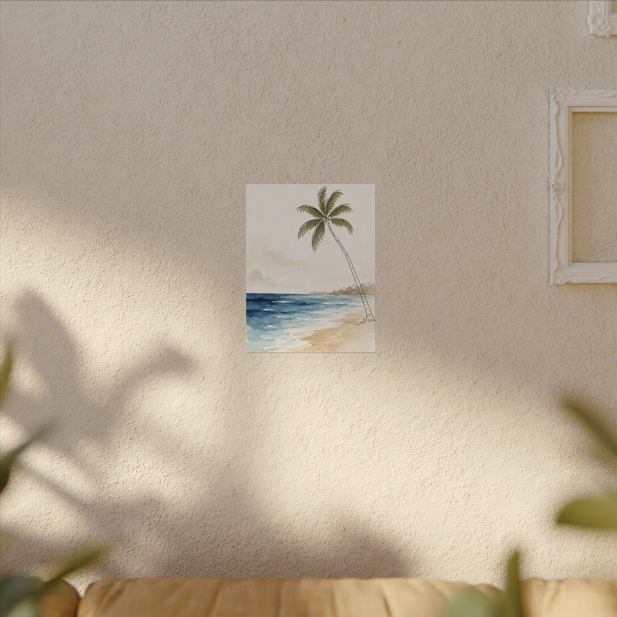 Coastal Beach Wall Art – Neutral Tropical Palm Tree Print