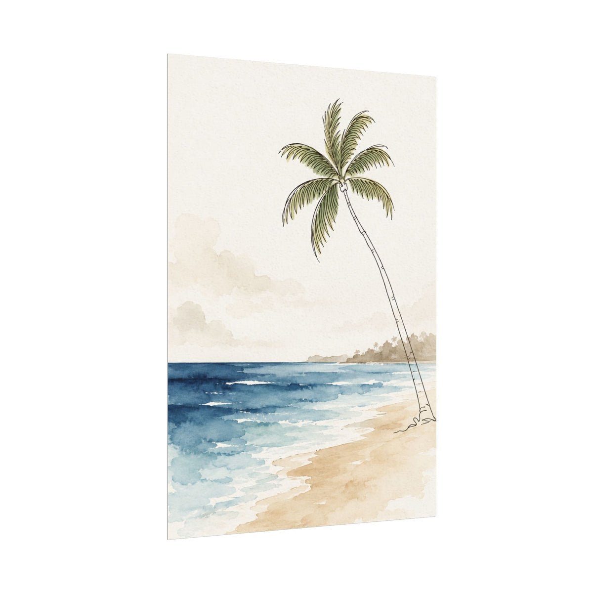 Coastal Beach Wall Art – Neutral Tropical Palm Tree Print