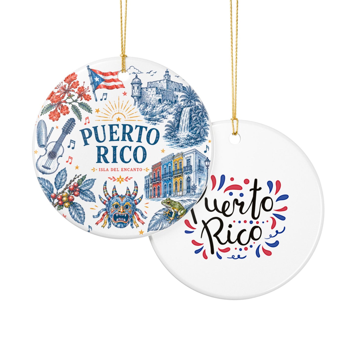 Puerto Rico Ceramic Ornament — Isla del Encanto Holiday Decoration