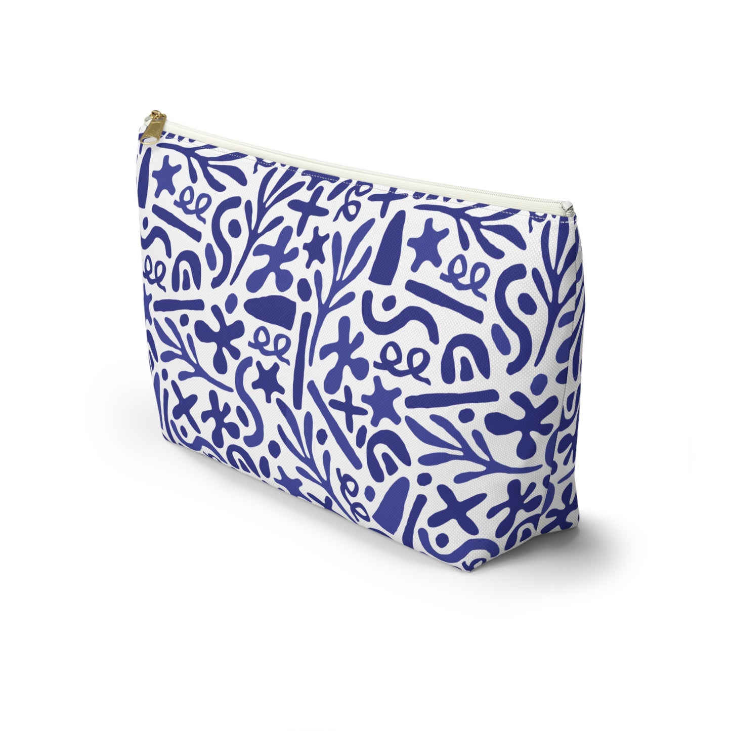 Blue Doodle Cosmetic Pouch | Zipper Makeup Bag
