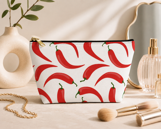 Red chili pepper makeup bag and travel cosmetic pouch