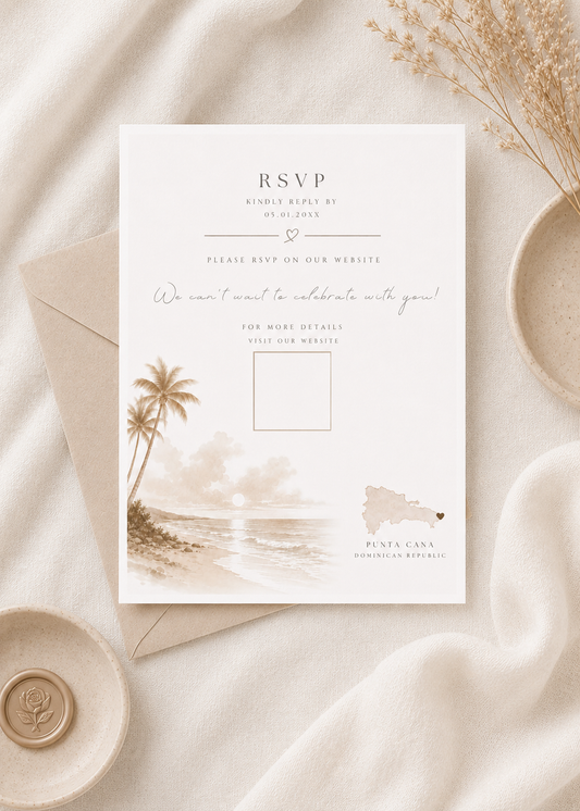 Destination Wedding Save the Date — Punta Cana | Editable Canva Template | Instant Download