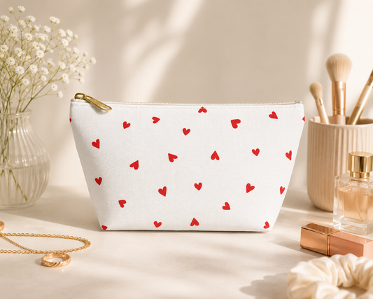 Cute heart print makeup bag and travel cosmetic pouch