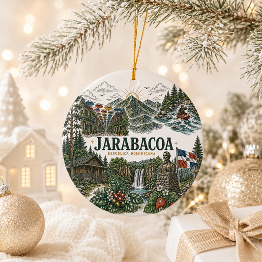 Jarabacoa Dominican Republic illustrated ceramic ornament