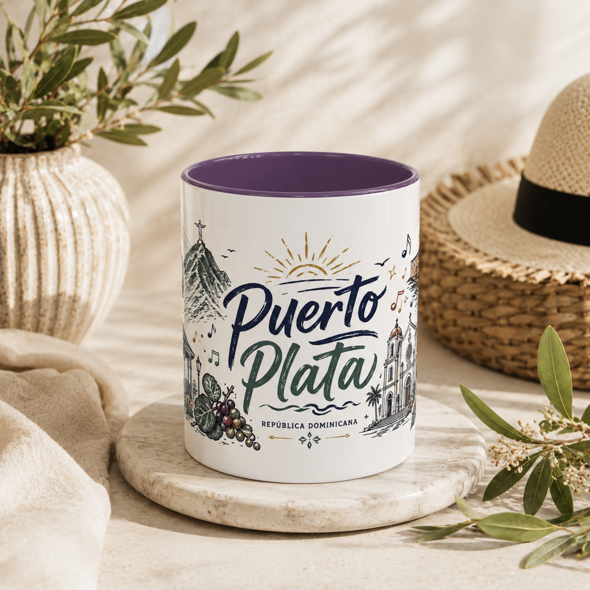 Puerto Plata Dominican Republic illustrated coffee mug
