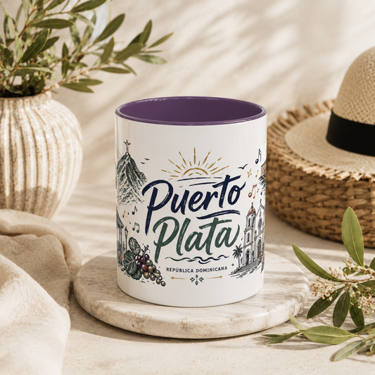 Puerto Plata Dominican Republic illustrated coffee mug