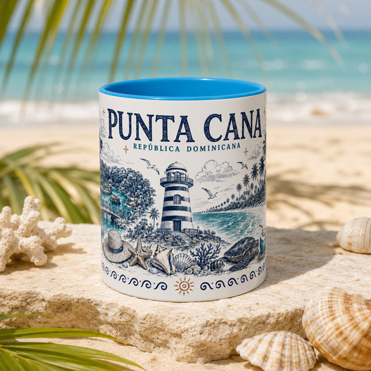 Punta Cana Dominican Republic illustrated coffee mug