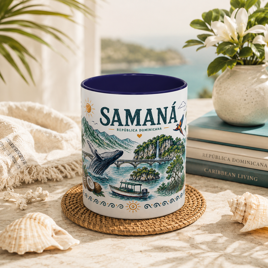 Samaná Dominican Republic illustrated coffee mug